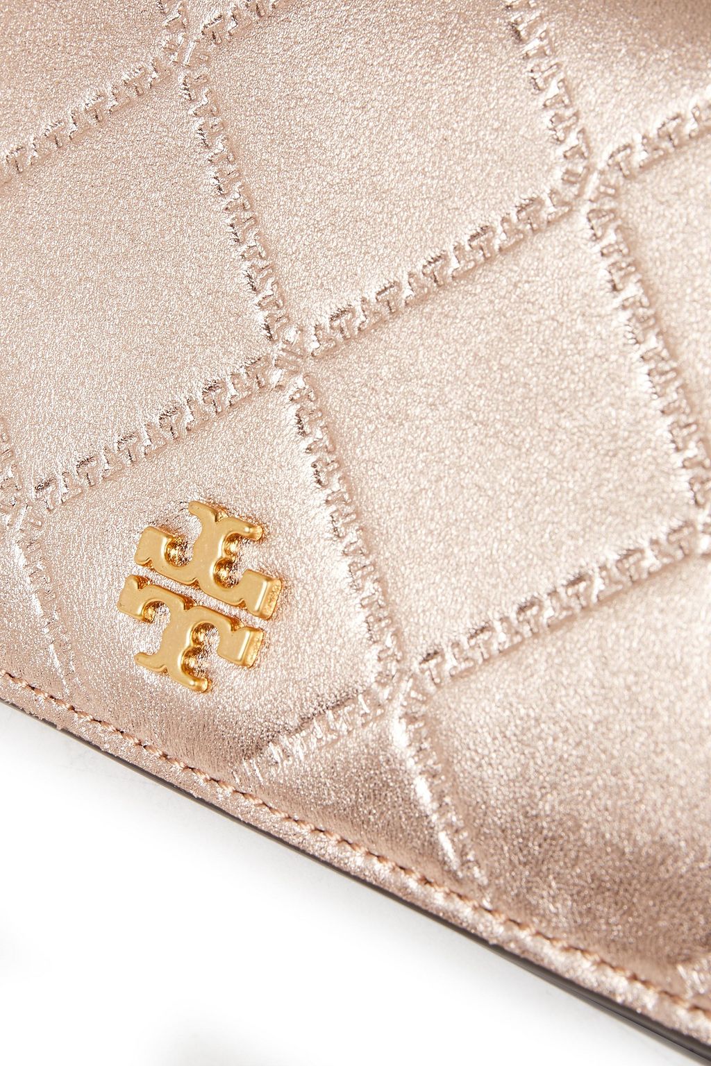 TORY BURCH Georgia metallic quilted leather wallet