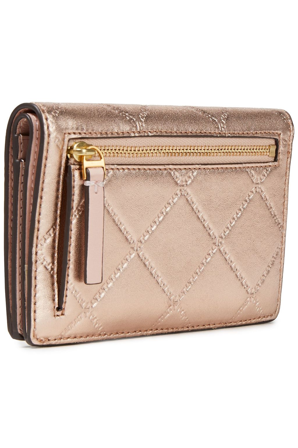 TORY BURCH Georgia metallic quilted leather wallet