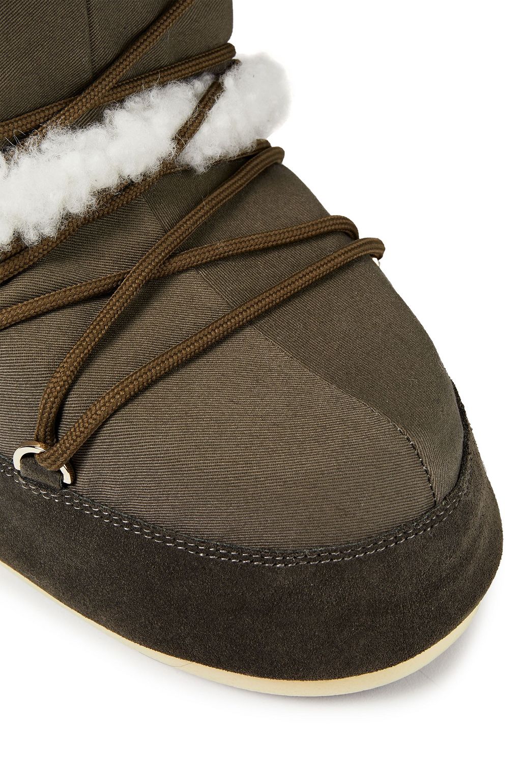 MOON BOOT Lace-up shearling-trimmed cotton-twill and suede snow boots