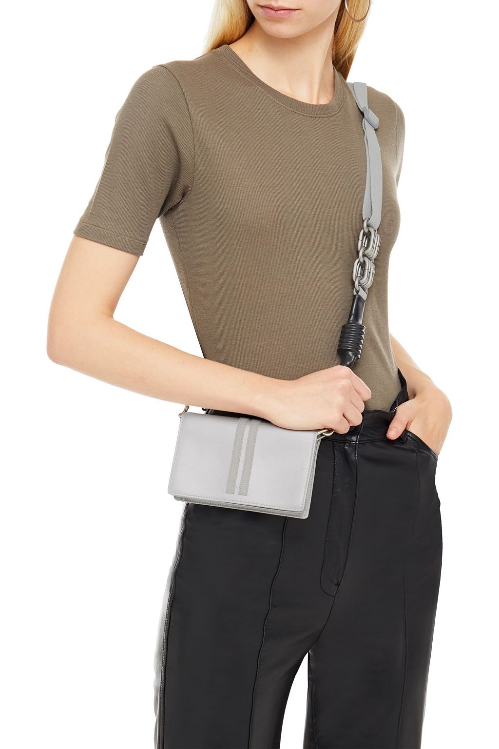 RICK OWENS Metallic textured-leather shoulder bag
