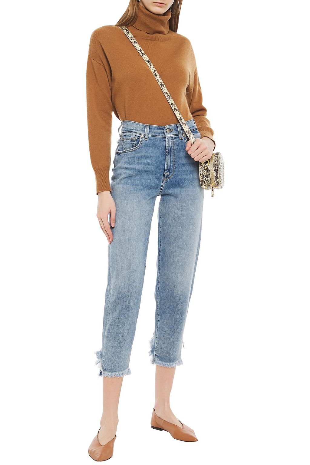 7 FOR ALL MANKIND Malia cropped distressed high-rise tapered jeans