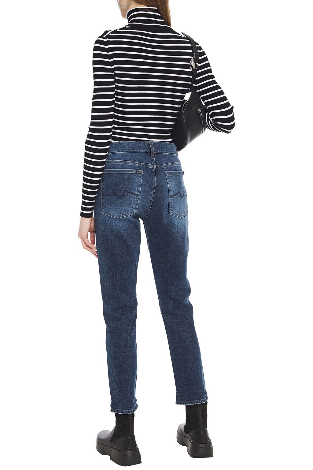 7 FOR ALL MANKIND Asher cropped embroidered mid-rise boyfriend jeans