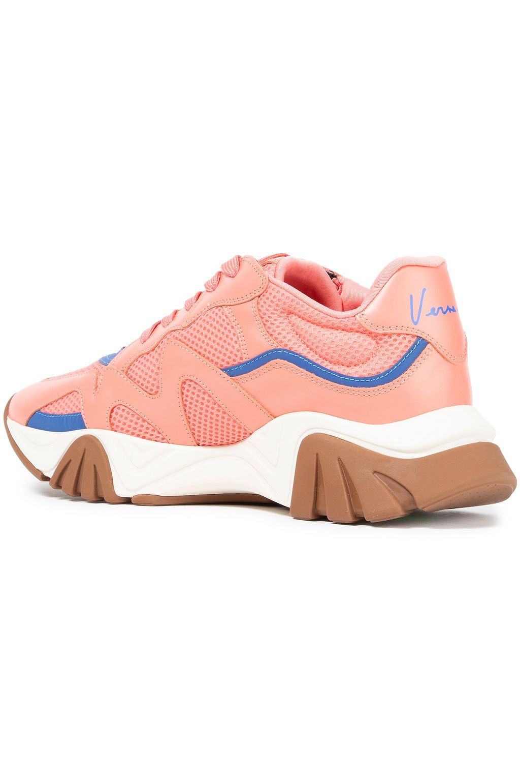 VERSACE Paneled leather and mesh sneakers