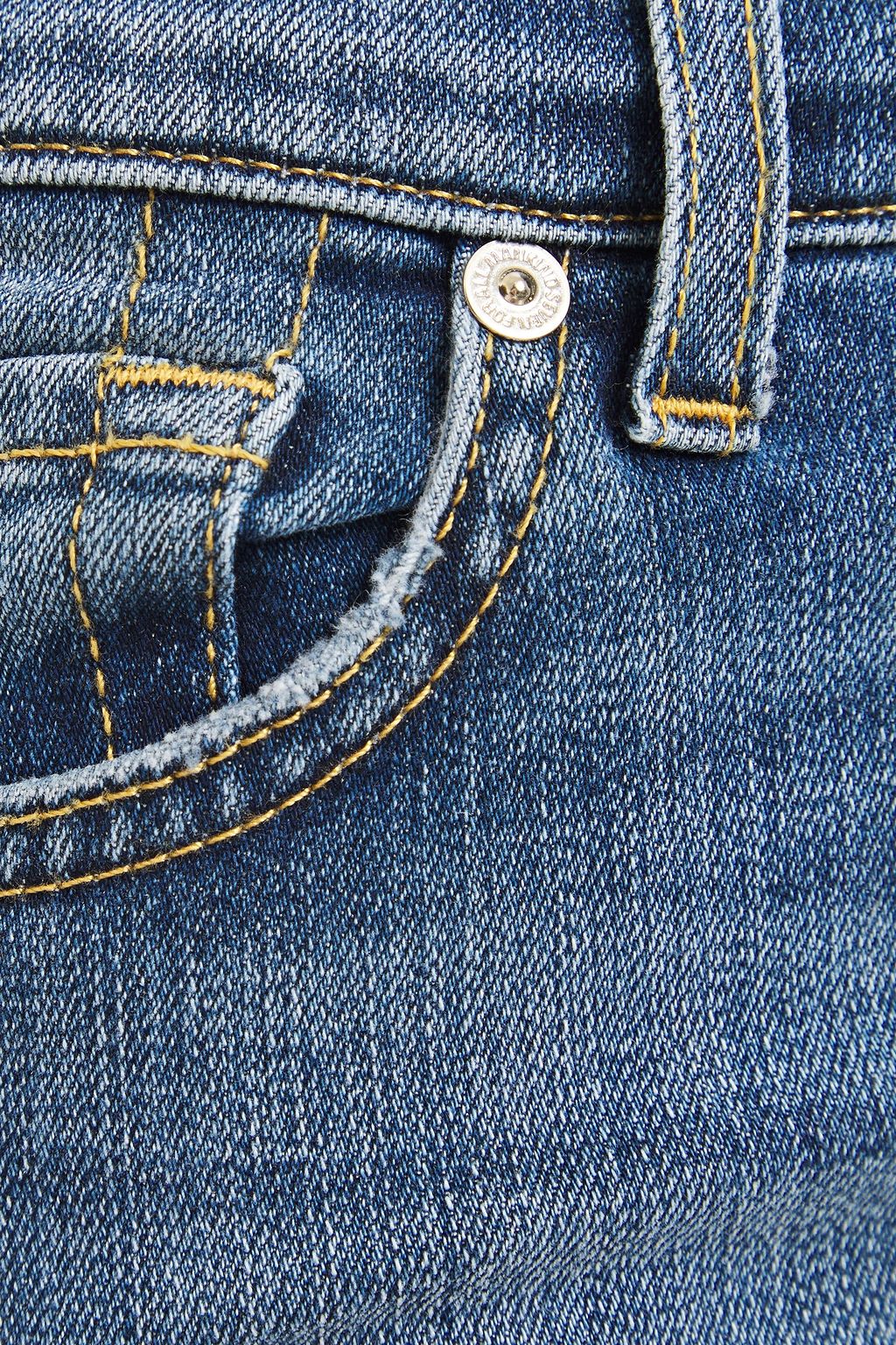 7 FOR ALL MANKIND The Straight cropped distressed high-rise straight-leg jeans