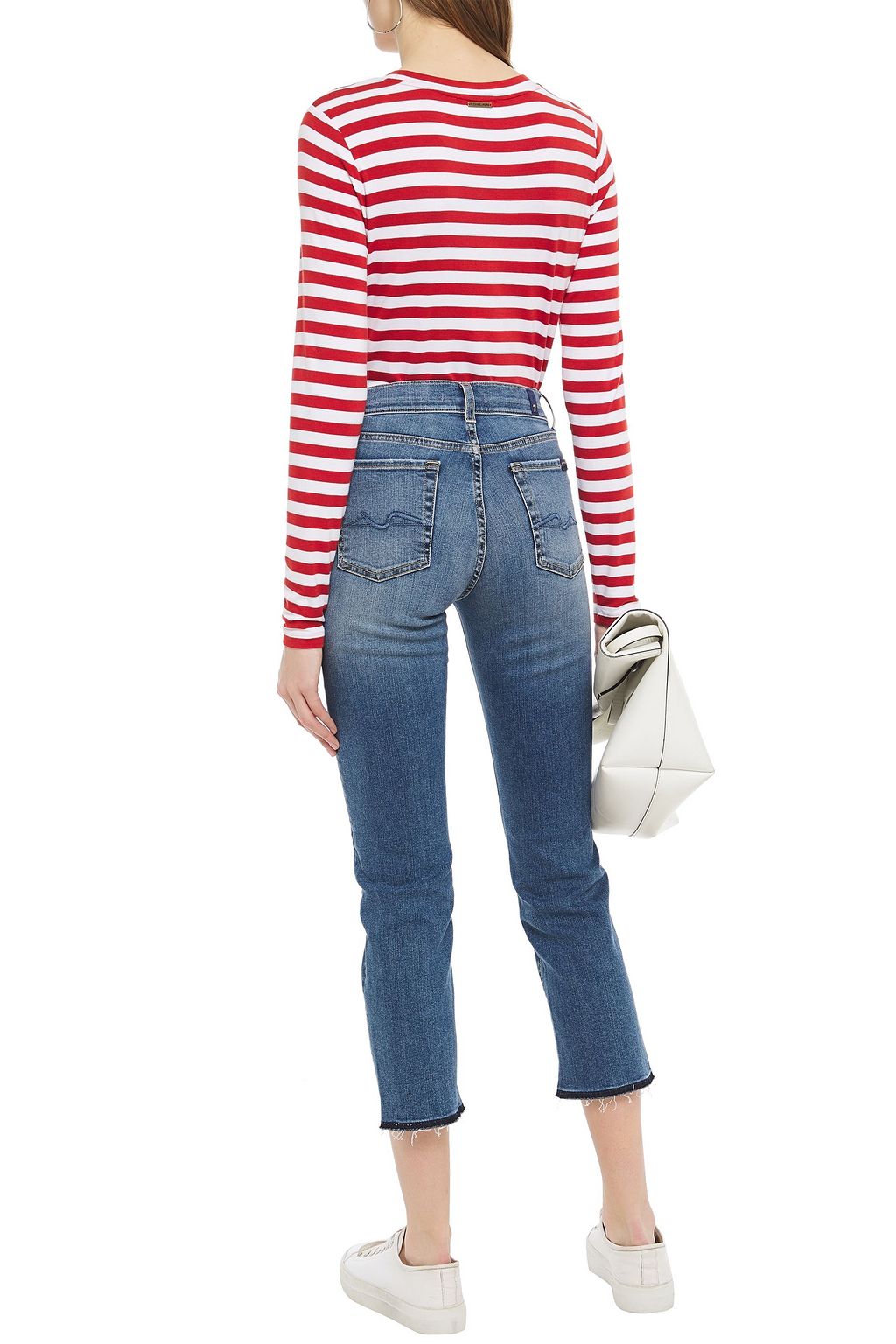 7 FOR ALL MANKIND The Straight cropped distressed high-rise straight-leg jeans