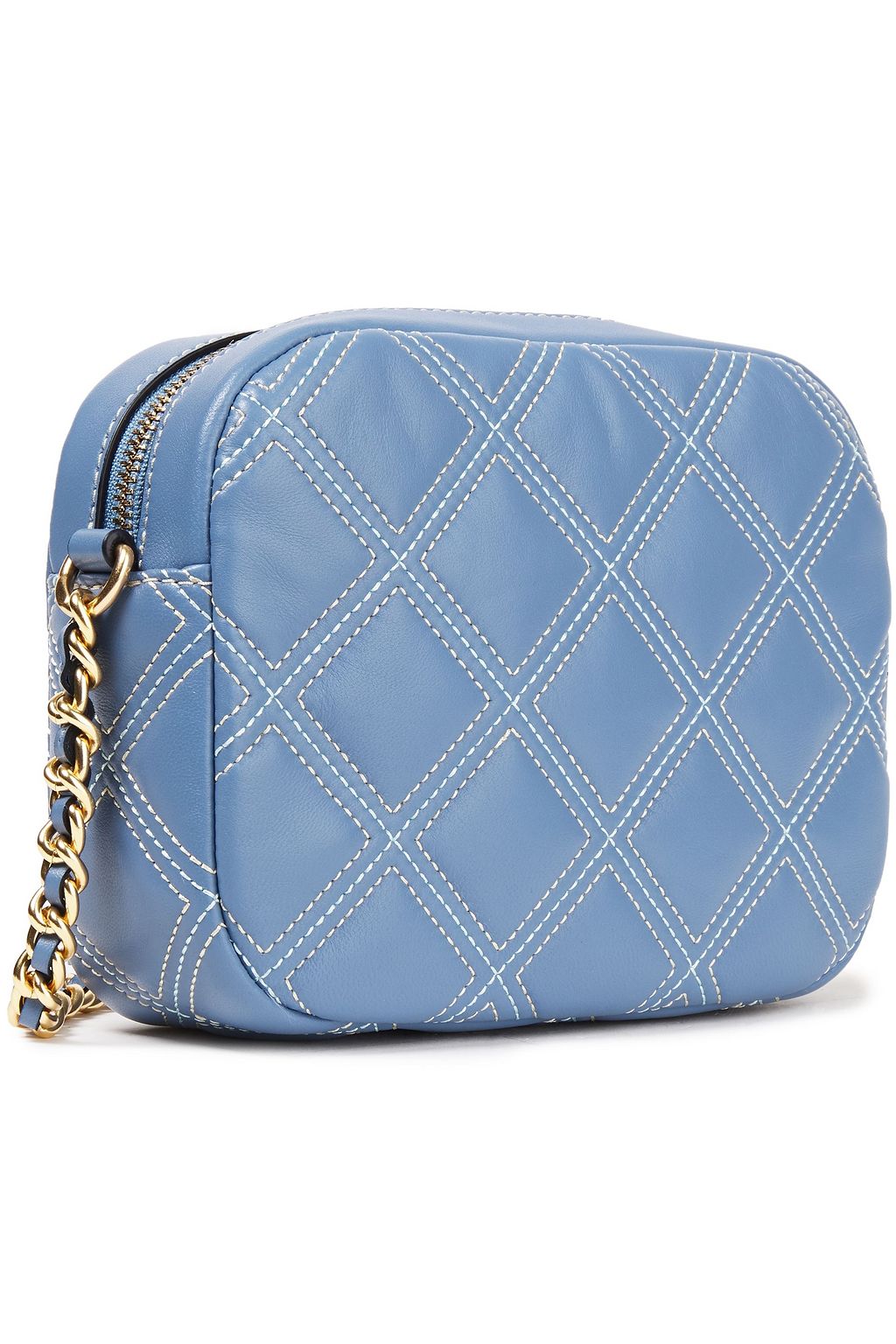 TORY BURCH Logo-embossed quilted leather shoulder bag