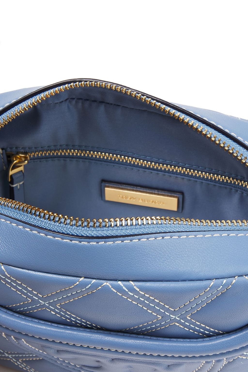 TORY BURCH Logo-embossed quilted leather shoulder bag