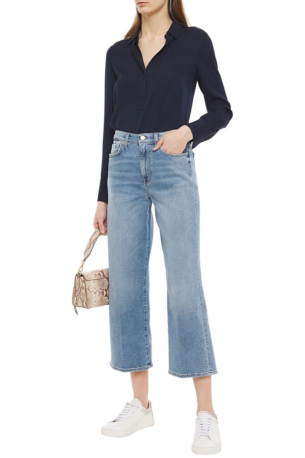7 FOR ALL MANKIND Alexa cropped faded high-rise wide-leg jeans