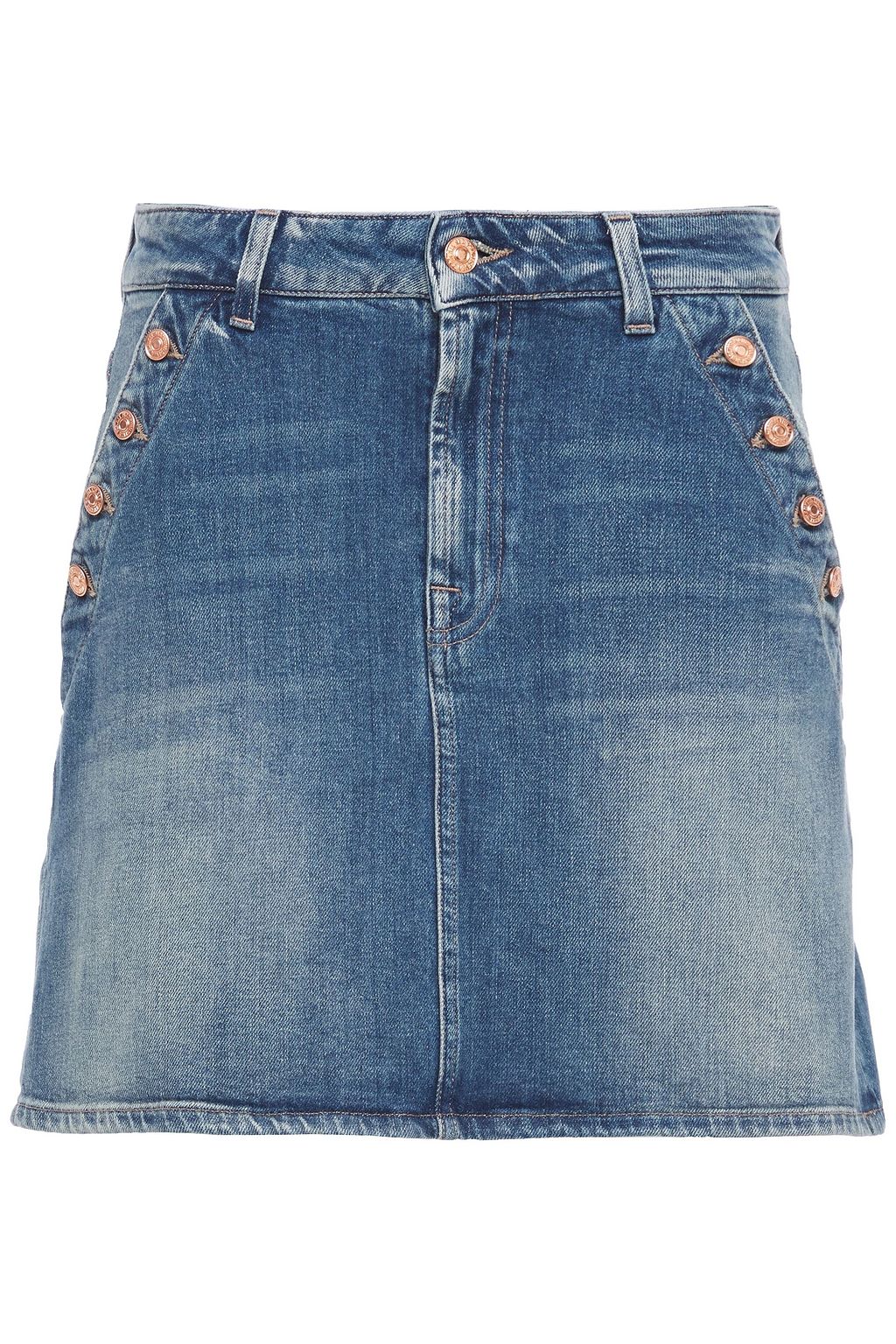 Mid denim Button-detailed denim mini 