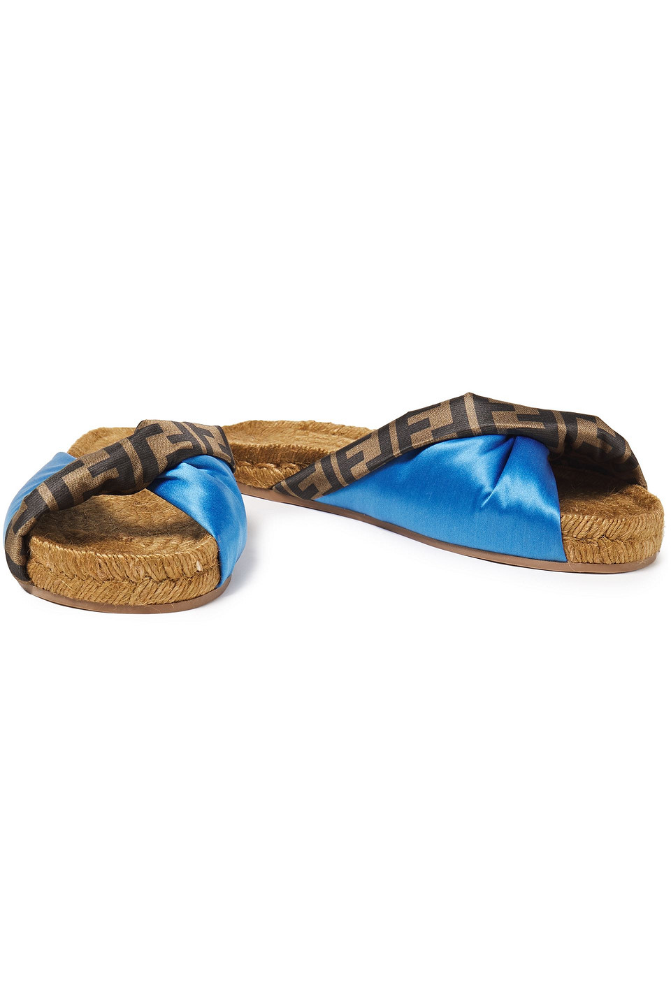 fendi twisted satin espadrille slide sandals