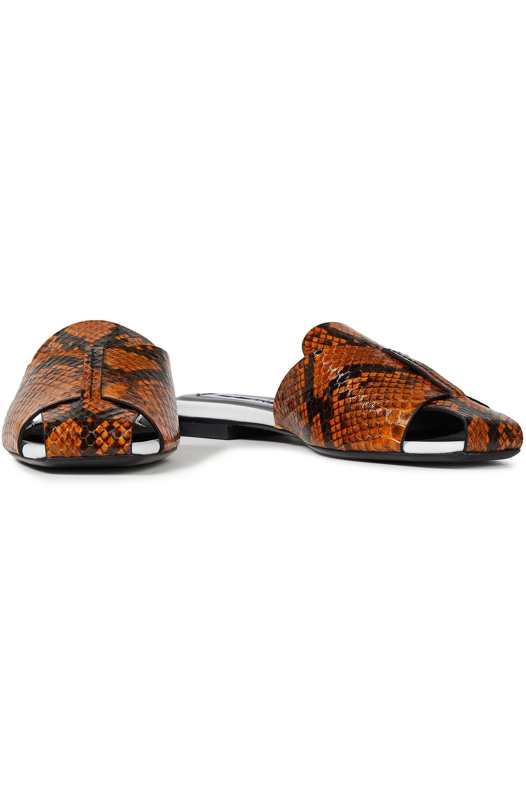 MCQ ALEXANDER MCQUEEN Snake-effect leather slippers