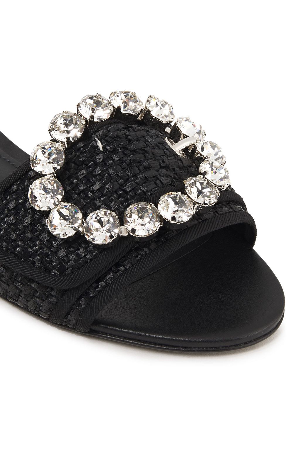 DOLCE&GABBANA Crystal-embellished raffia slides