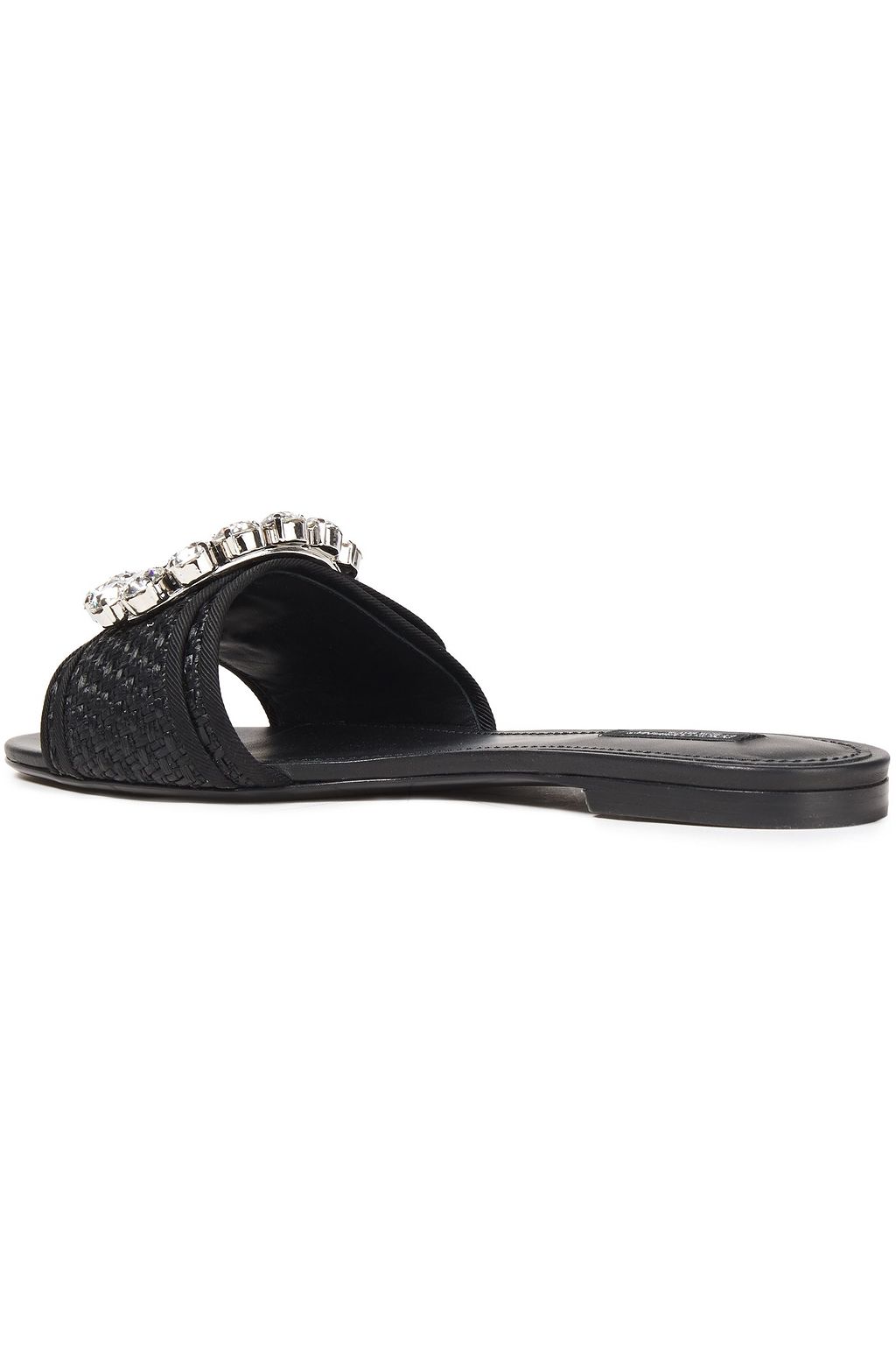 DOLCE&GABBANA Crystal-embellished raffia slides