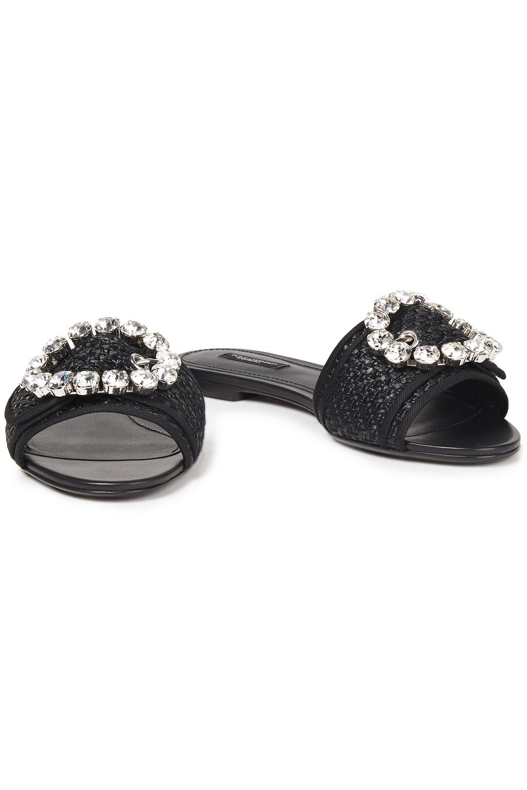 DOLCE&GABBANA Crystal-embellished raffia slides