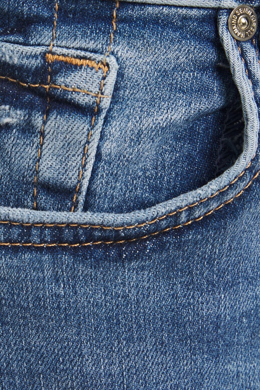 7 FOR ALL MANKIND Distressed high-rise slim-leg jeans