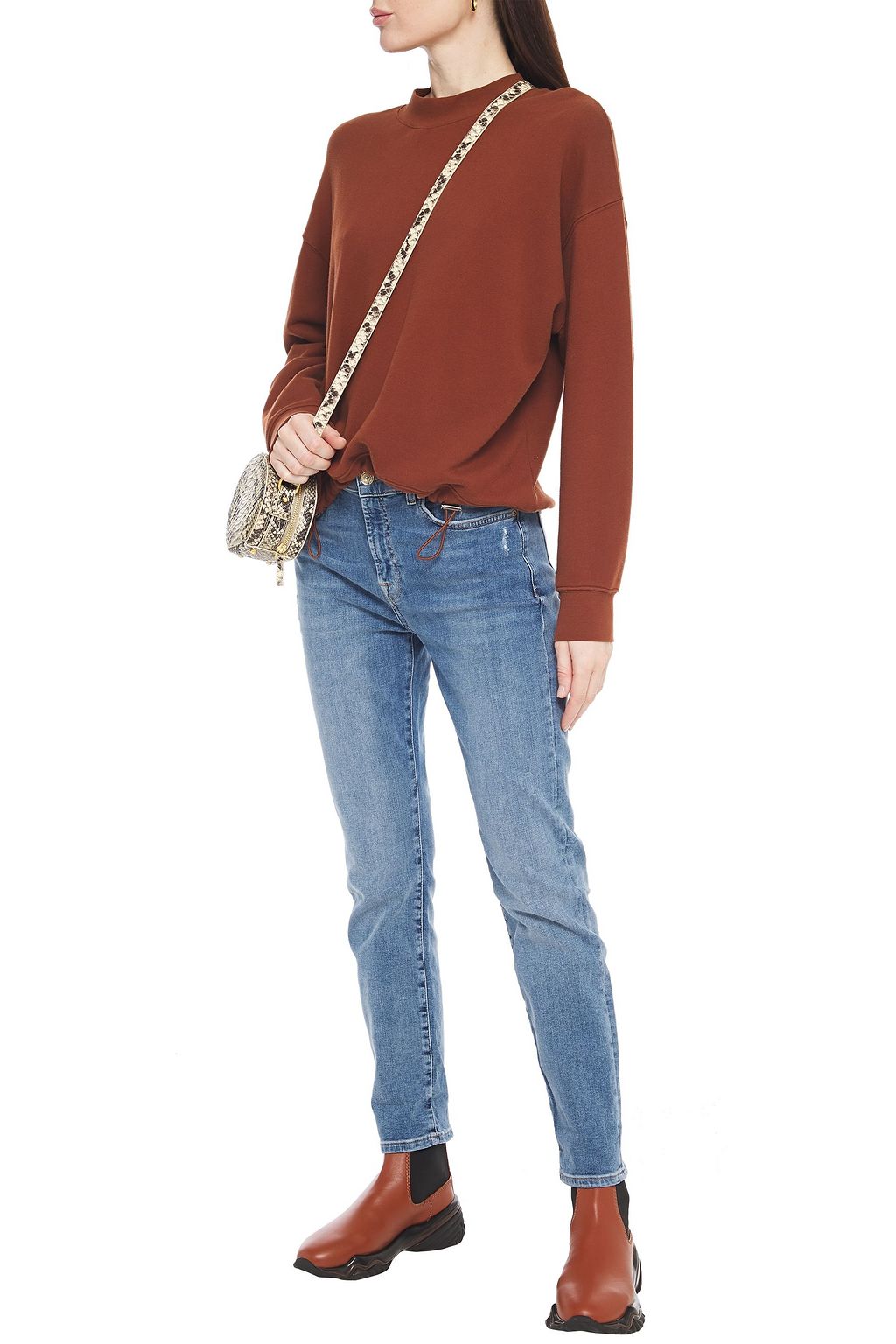 7 FOR ALL MANKIND Distressed high-rise slim-leg jeans