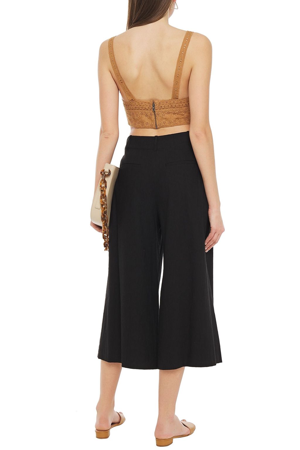 ALICE + OLIVIA Cropped linen-blend culottes