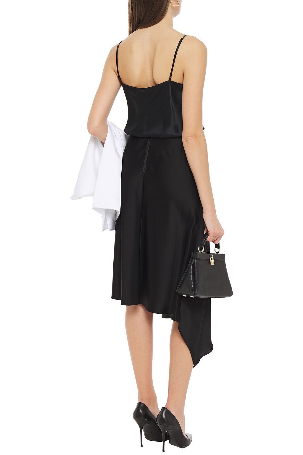 ALICE + OLIVIA Asymmetric wrap-effect satin skirt