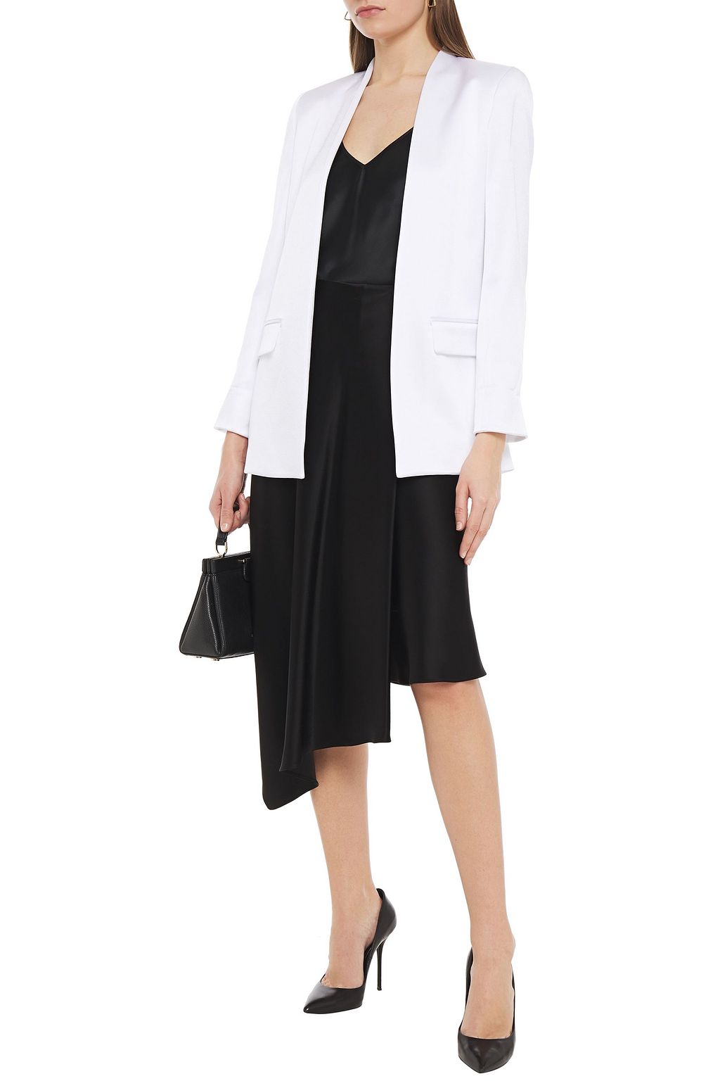 ALICE + OLIVIA Asymmetric wrap-effect satin skirt