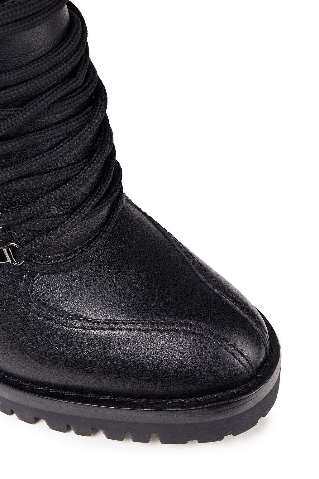 VALENTINO GARAVANI Shearling-lined lace-up leather ankle boots