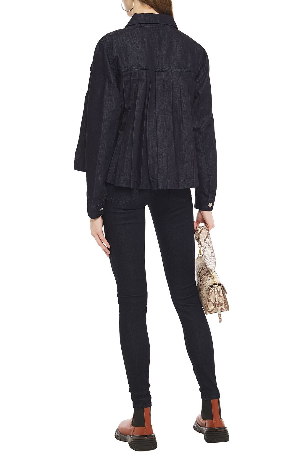 7 FOR ALL MANKIND Pleated denim jacket