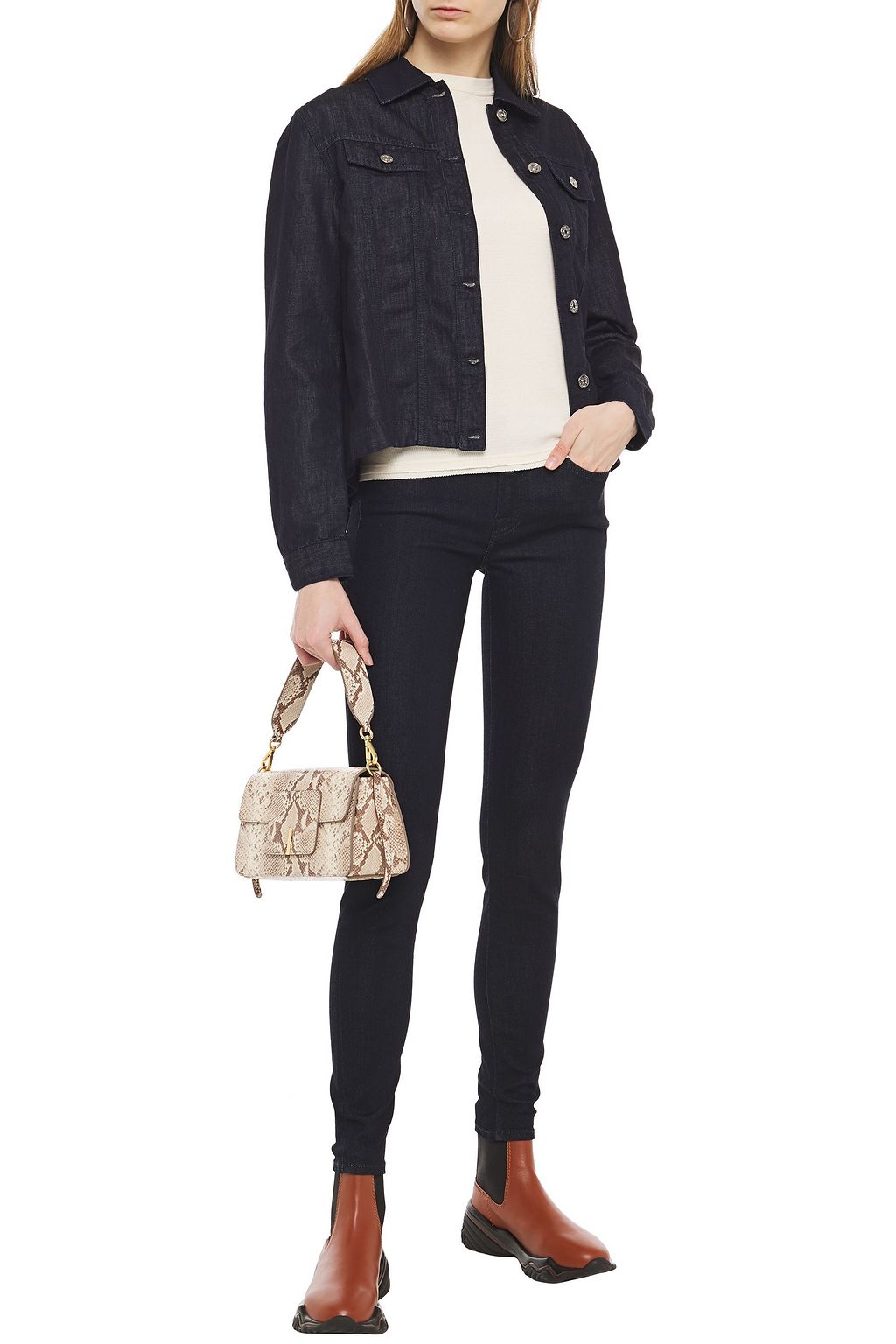 7 FOR ALL MANKIND Pleated denim jacket