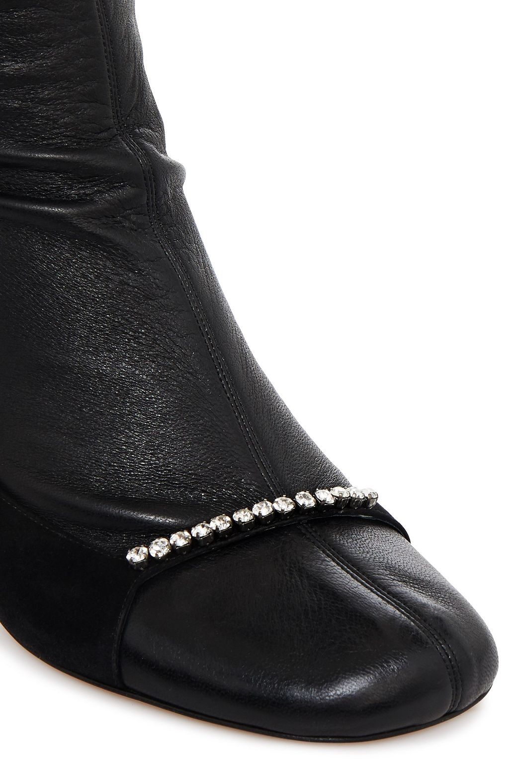 VALENTINO GARAVANI Crystal-embellished leather and suede over-the-knee boots