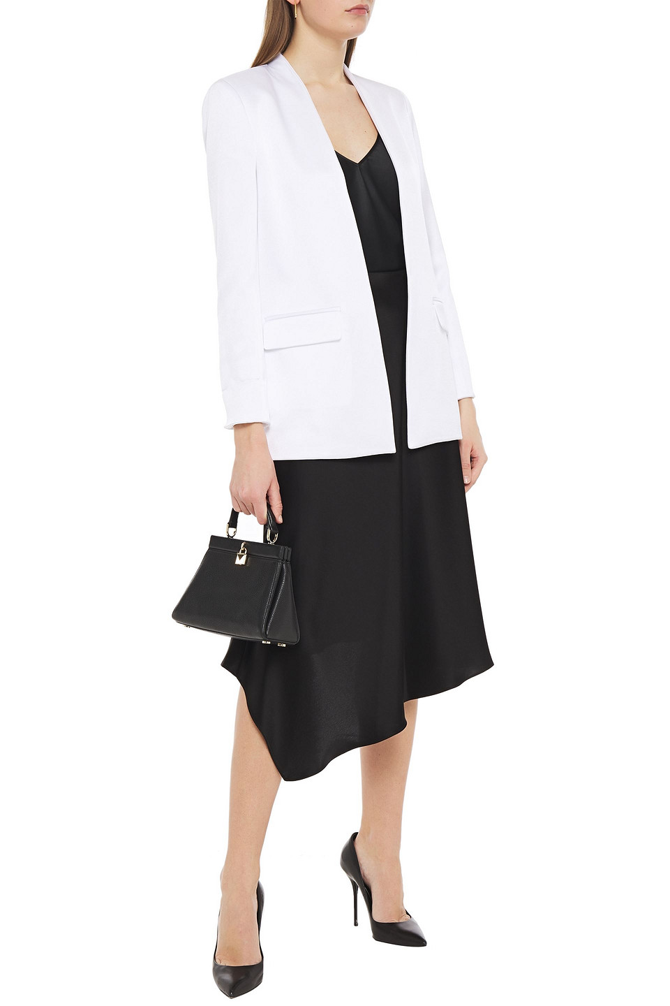Alice And Olivia Satin-crepe Blazer In White