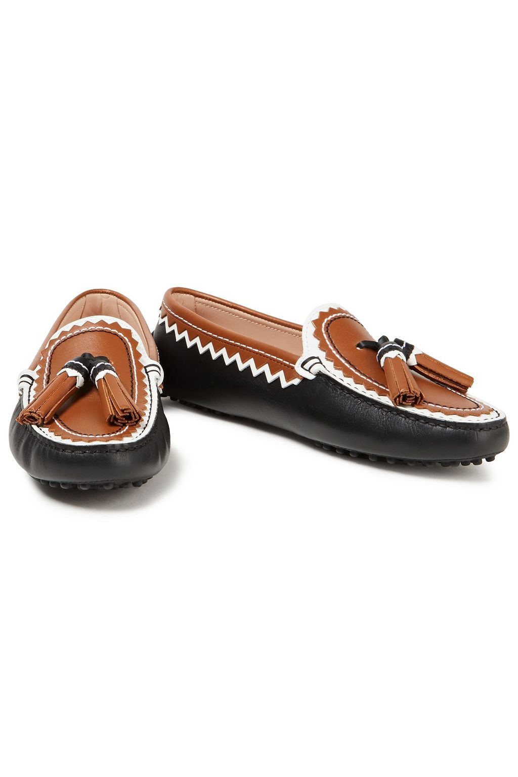 TOD'S Gommino tasseled color-block leather loafers