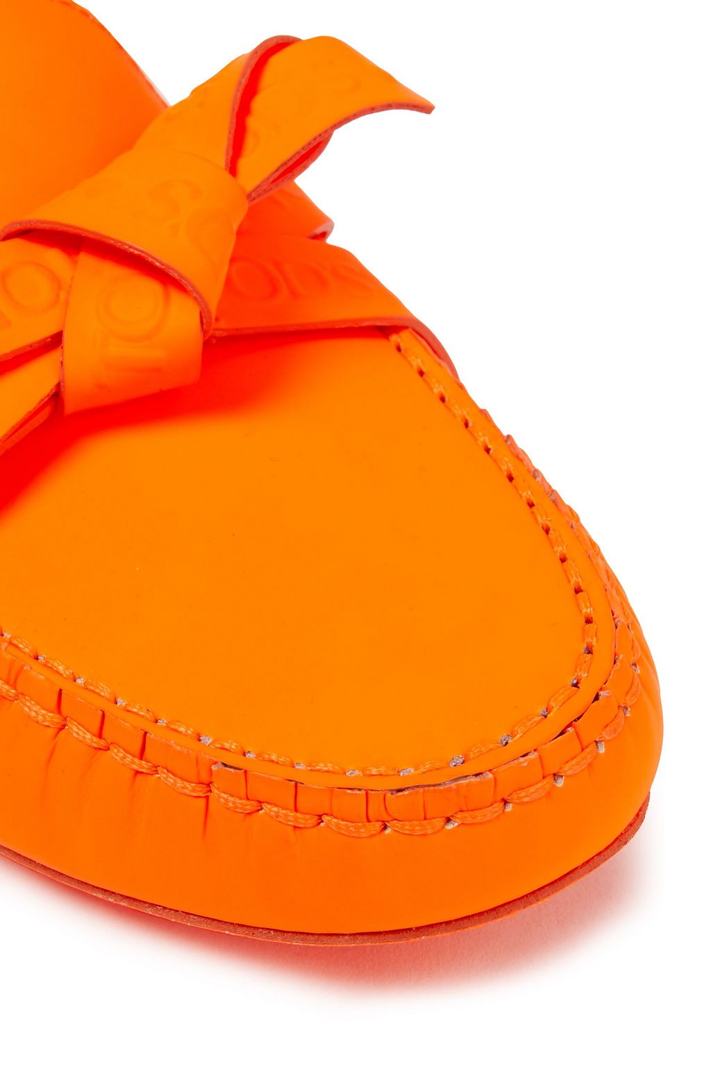 TOD'S Knotted neon leather loafers
