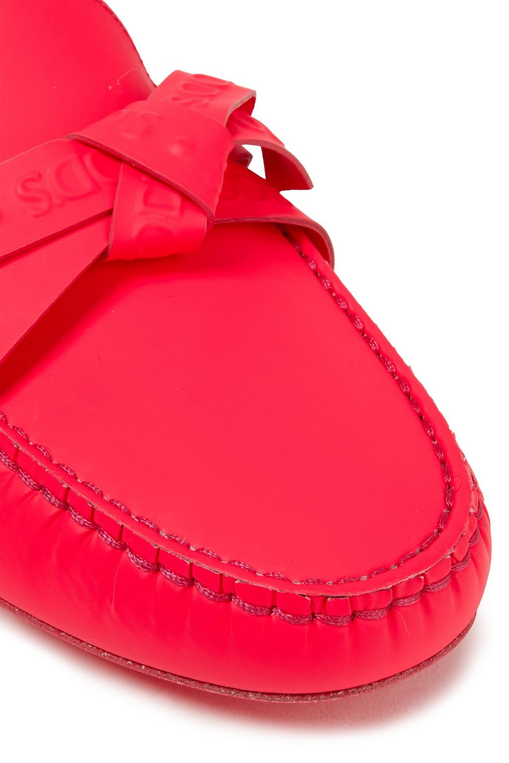 TOD'S Knotted neon leather loafers