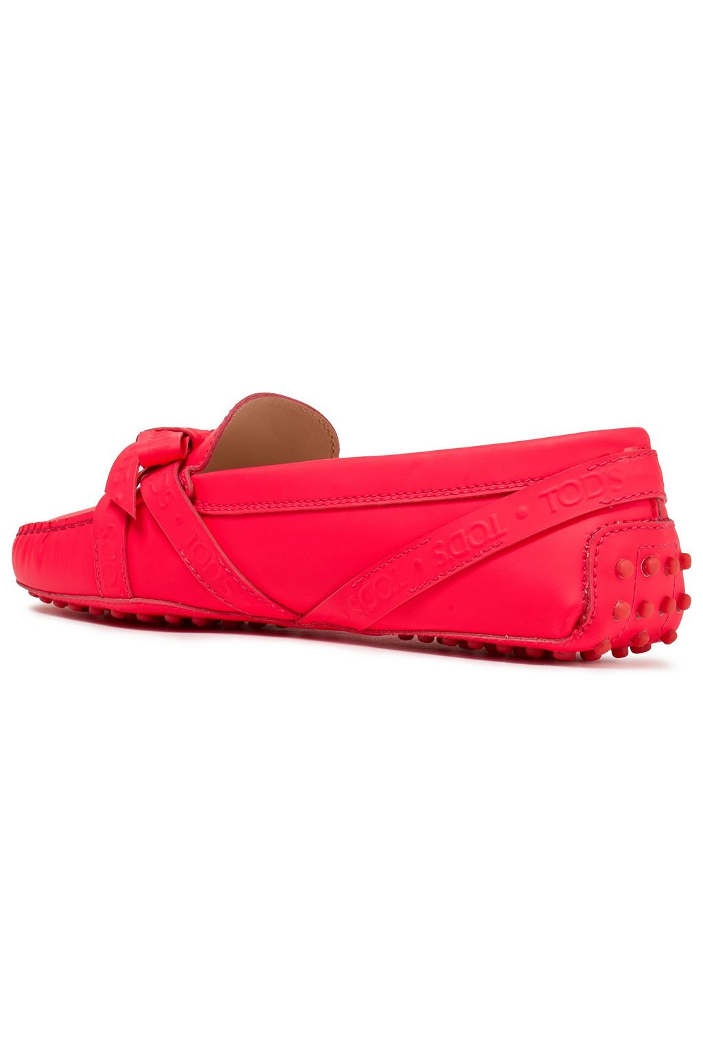 TOD'S Knotted neon leather loafers