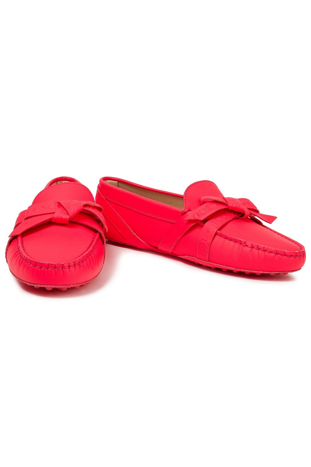 TOD'S Knotted neon leather loafers