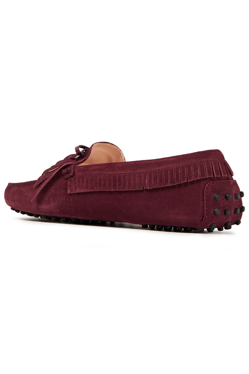 TOD'S Gommino embellished fringed suede loafers