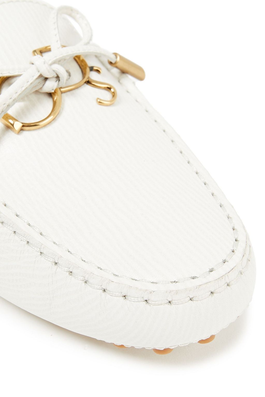 TOD'S Embellished textured-leather loafers