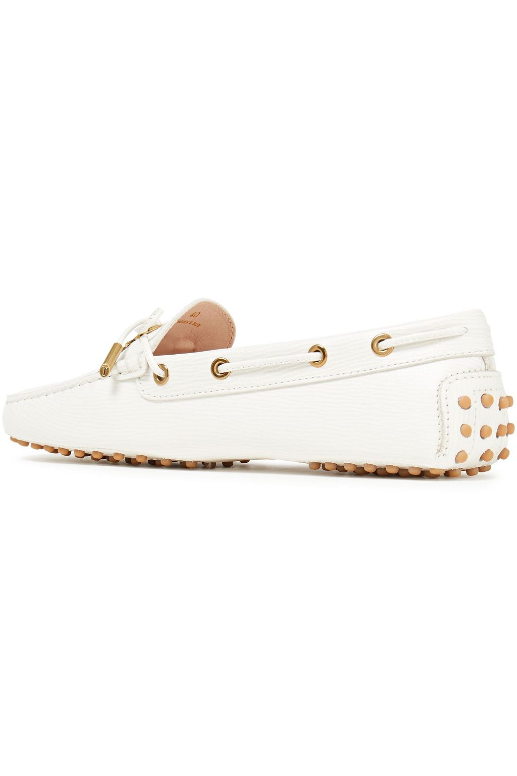 TOD'S Embellished textured-leather loafers
