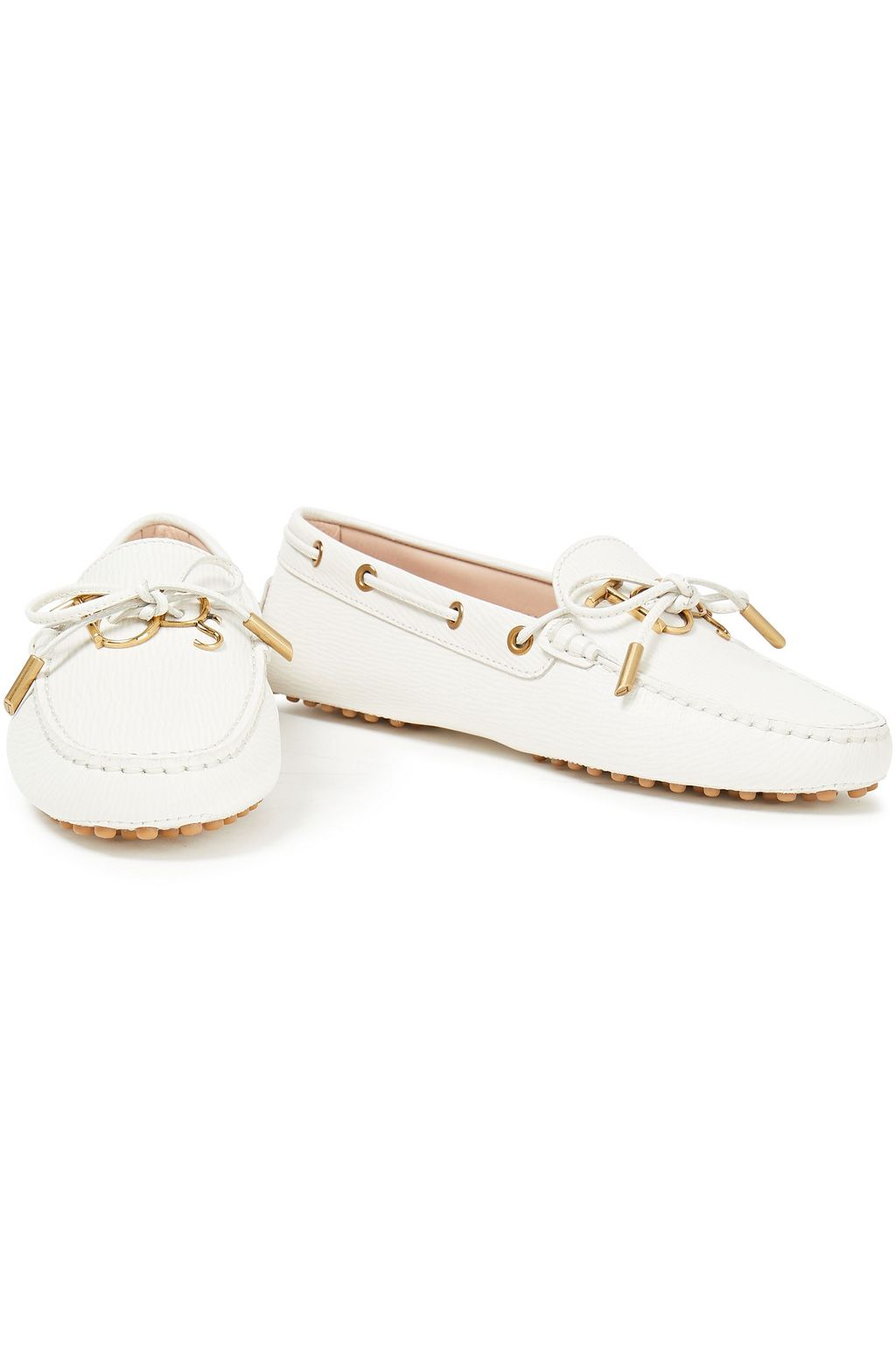 TOD'S Embellished textured-leather loafers