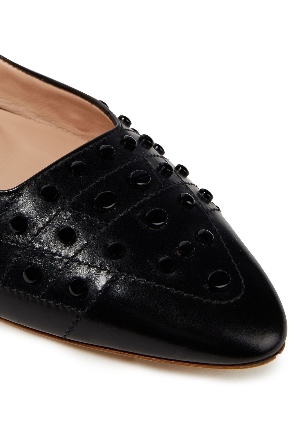 TOD'S T-ring embellished leopard-print calf hair point-toe flats