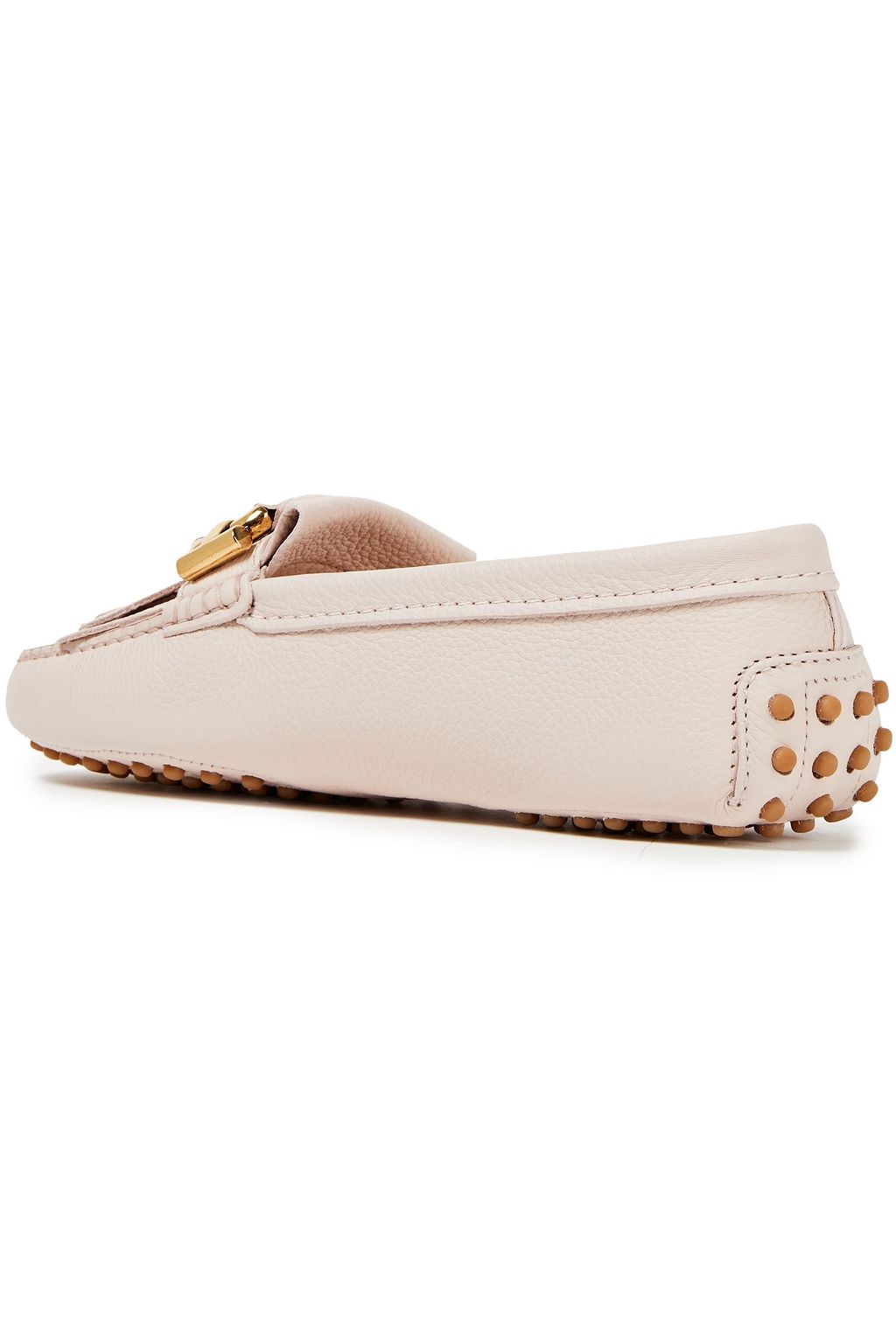 TOD'S T-Ring fringed pebbled-leather loafers