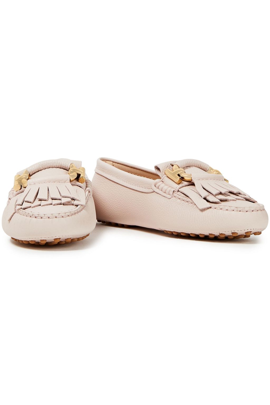 TOD'S T-Ring fringed pebbled-leather loafers