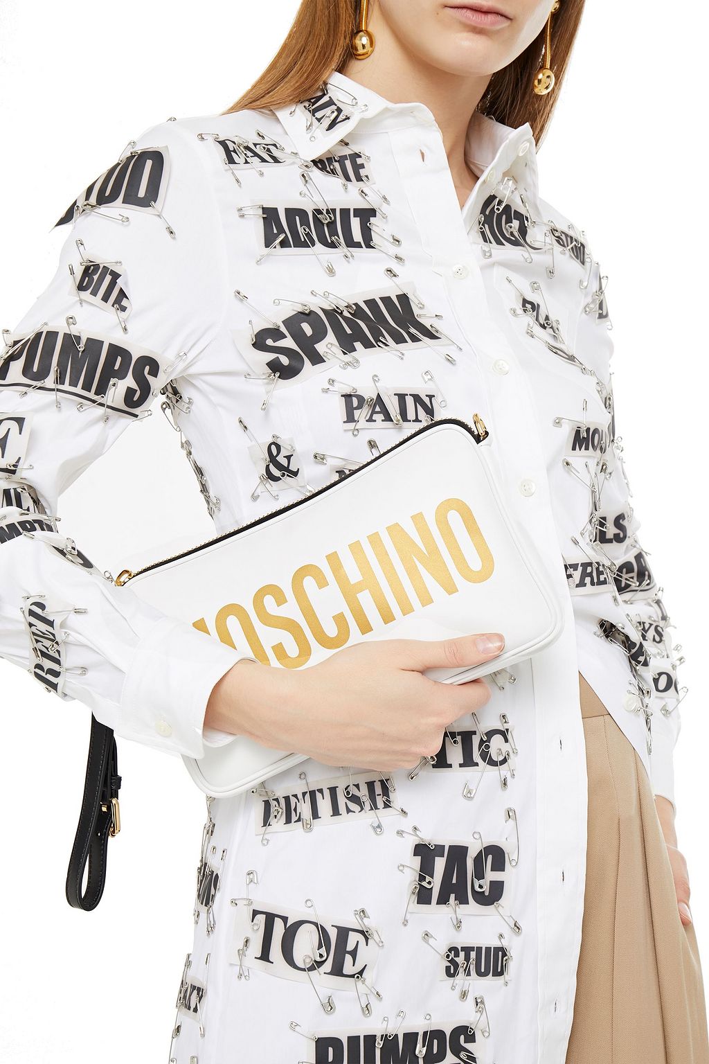 MOSCHINO Logo-print leather shoulder bag