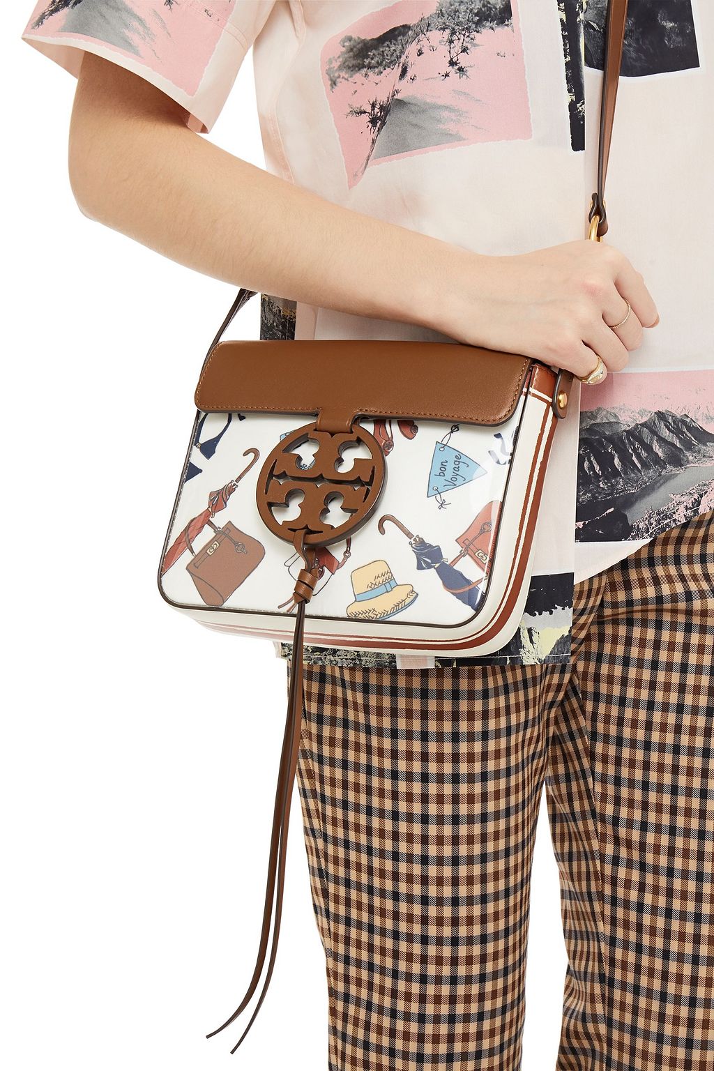 TORY BURCH Miller printed PVC and leather shoulder bag
