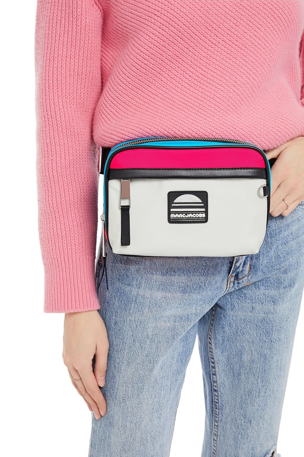 MARC JACOBS Color-block leather and twill belt bag