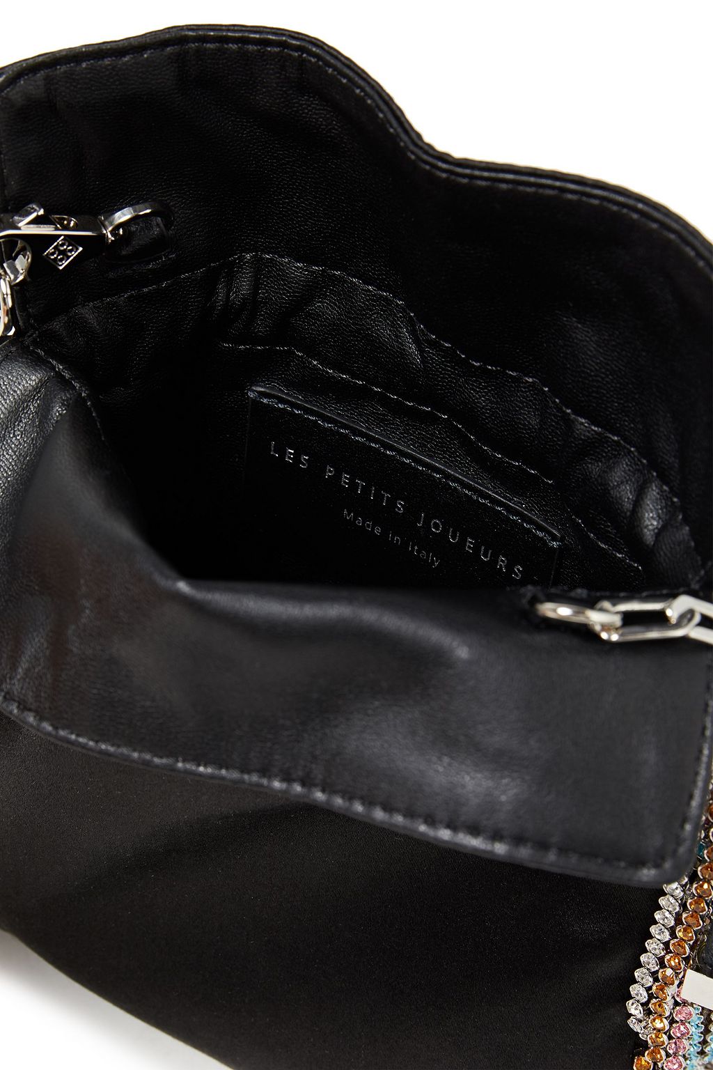 LES PETITS JOUEURS Nano Trilly crystal-embellished satin-crepe shoulder bag