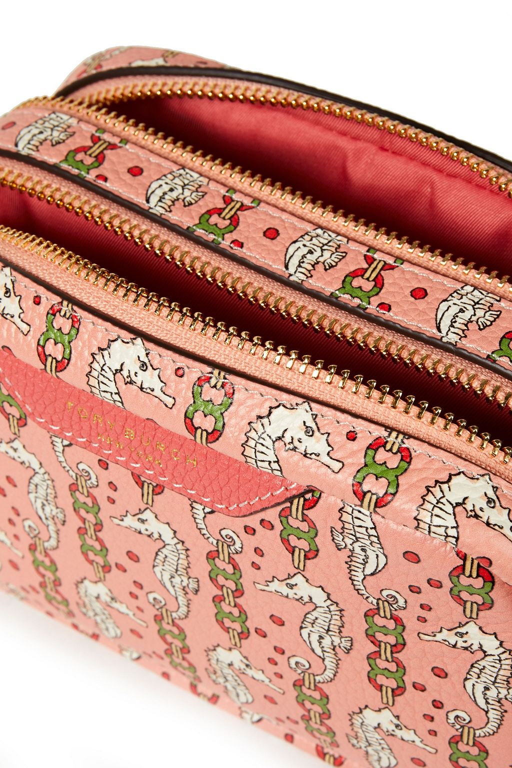 TORY BURCH Printed pebbled-leather shoulder bag