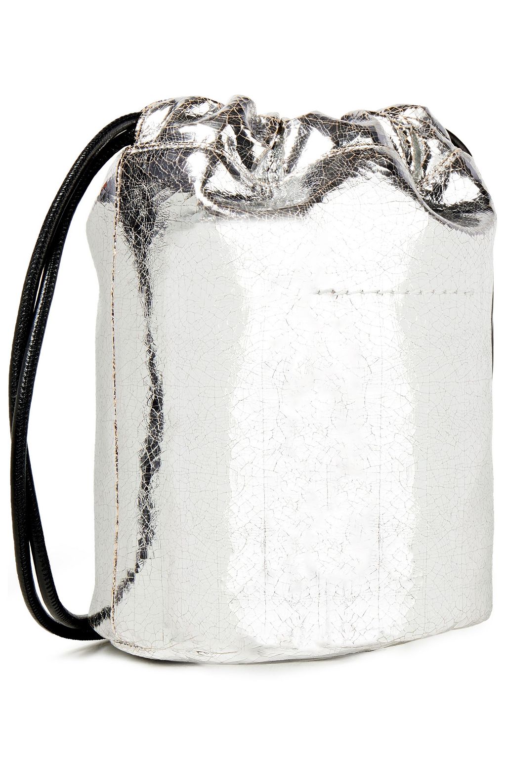 MM6 MAISON MARGIELA Printed metallic faux crinkled-leather bucket bag