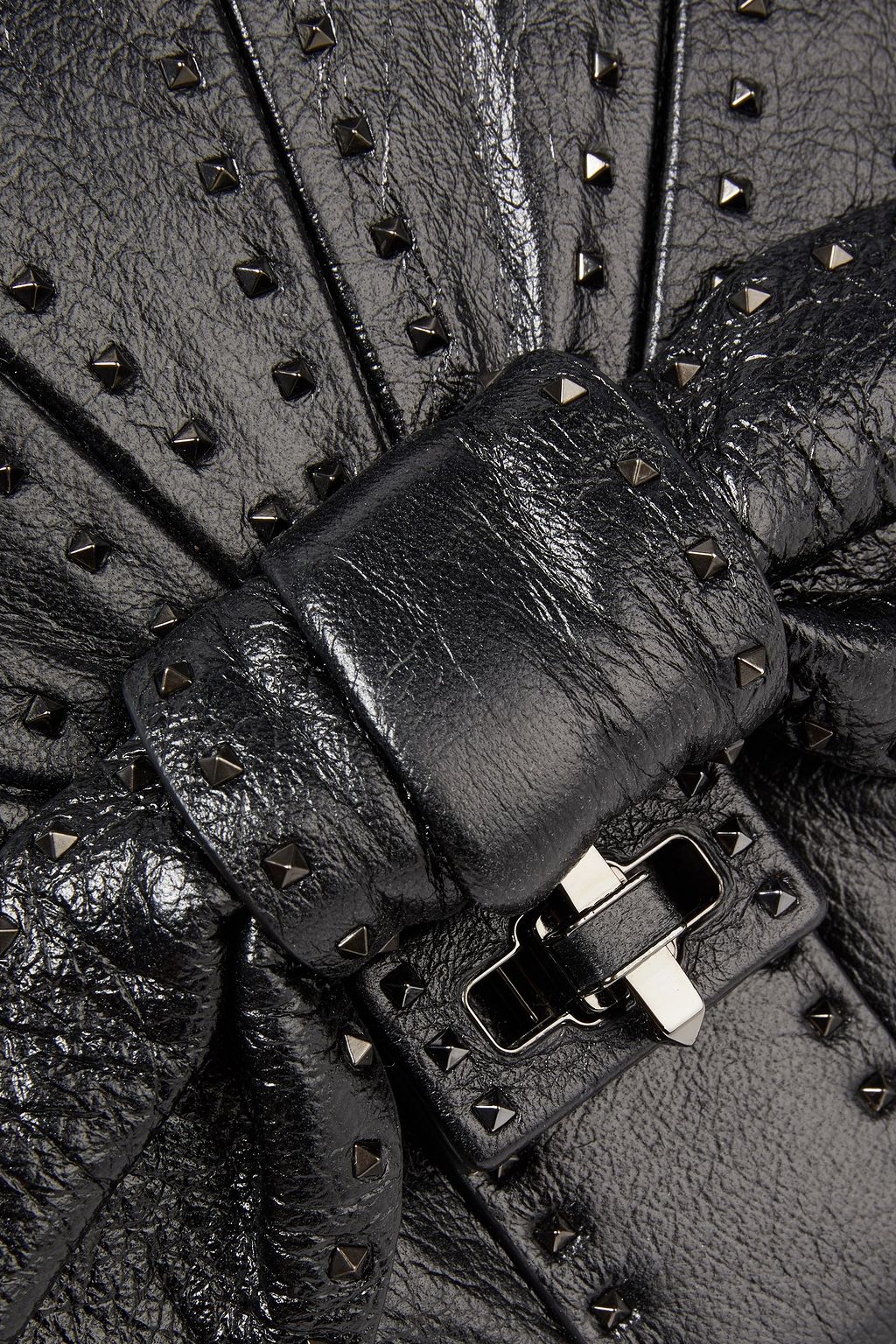 VALENTINO GARAVANI Embellished crinkled-leather shoulder bag