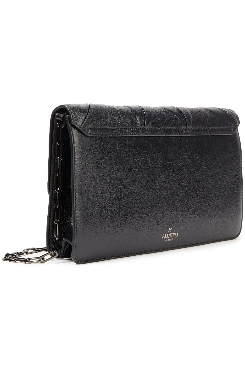 VALENTINO GARAVANI Embellished crinkled-leather shoulder bag
