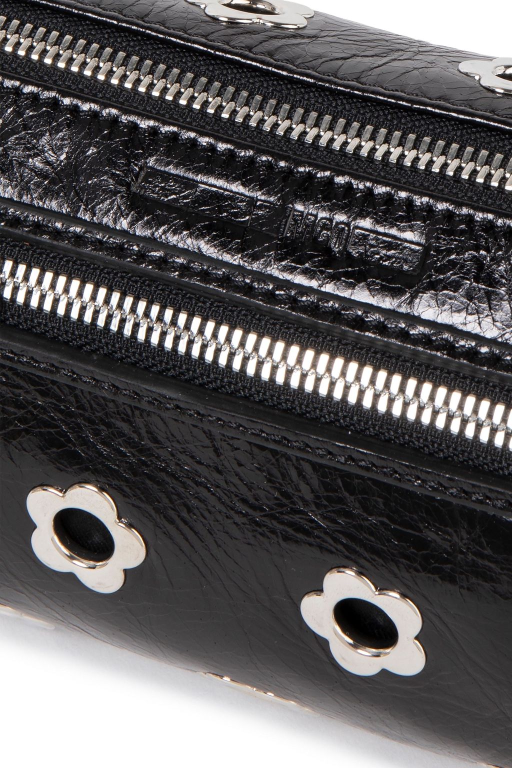 MCQ ALEXANDER MCQUEEN Eyelet-embellished textured patent-leather shoulder bag