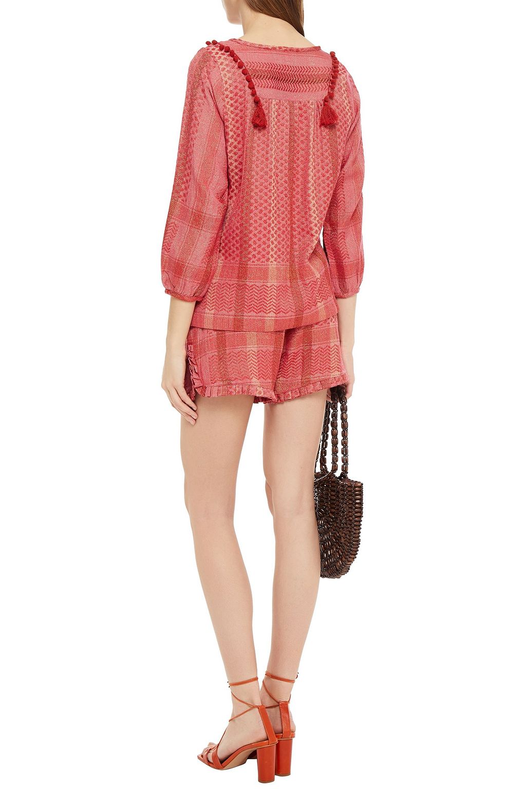 SUMMERY COPENHAGEN Holly pleated metallic jacquard shorts